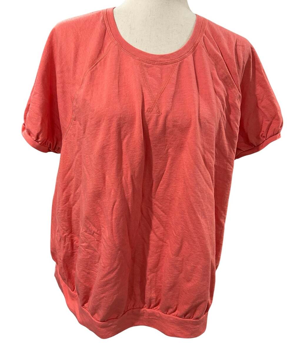 Lane Bryant Short Sleeve Round Neck Banded French Terry Coral Size 18-20 EUC